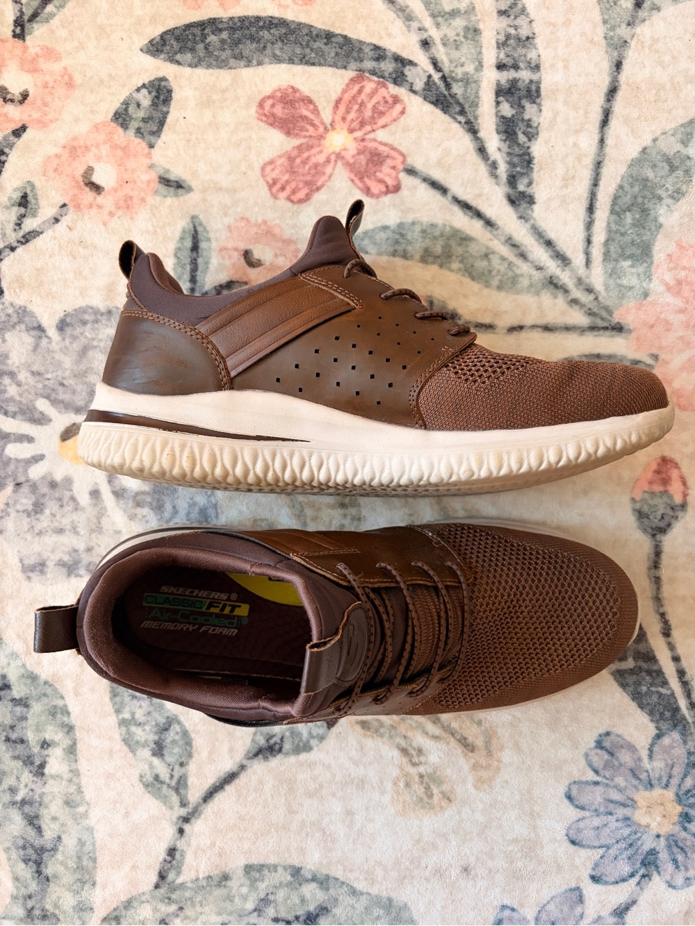 Skechers Men’s Brown Knit Lace-Up Athletic Sneakers - Picture 3 of 5
